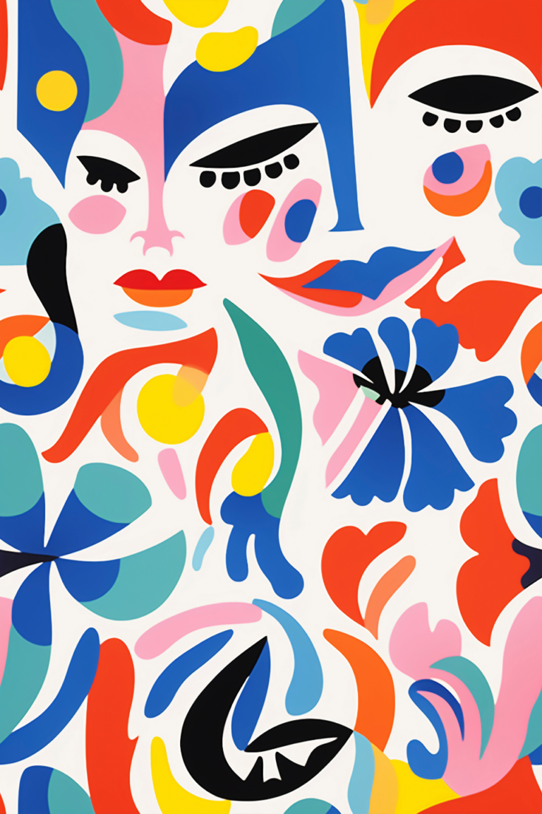 visage abstrait floral couleurs vives